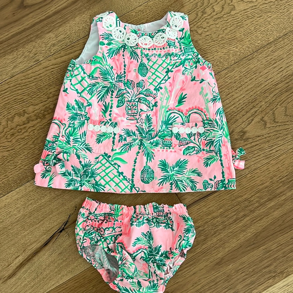 Lilly Pulitzer Pink & Green Palm Print Toddler Matching Set